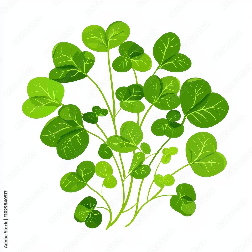 Watercress Leaves in on White Background