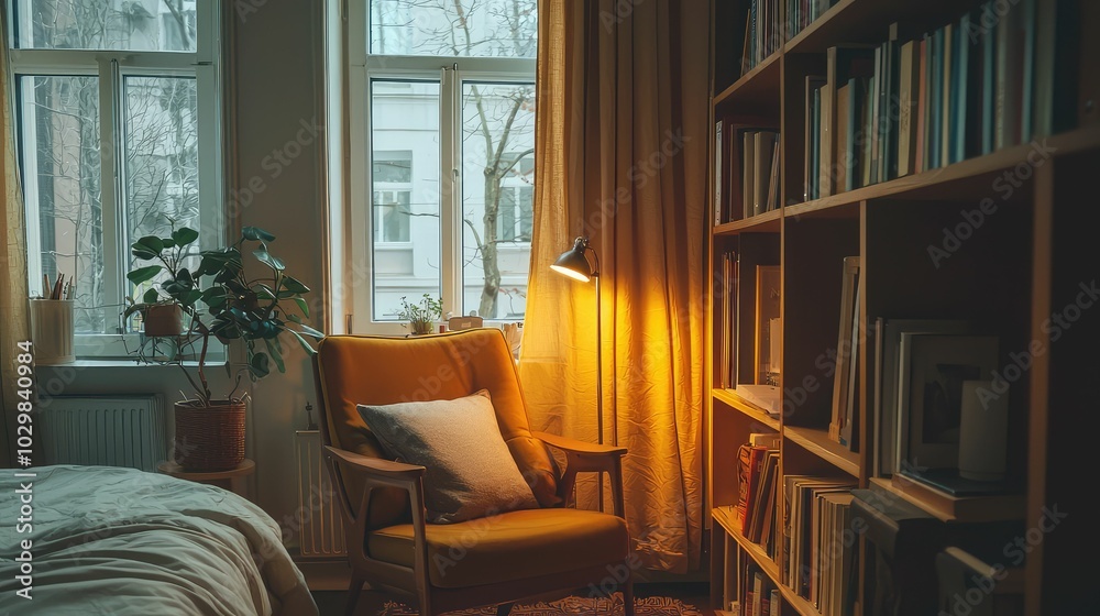 Fototapeta premium Cozy Reading Nook with Serene View