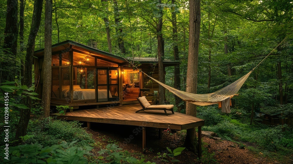 Serene Glamping Cabin Surrounded by Lush Nature Serene Glamping Cabin Surrounded by Lush Nature