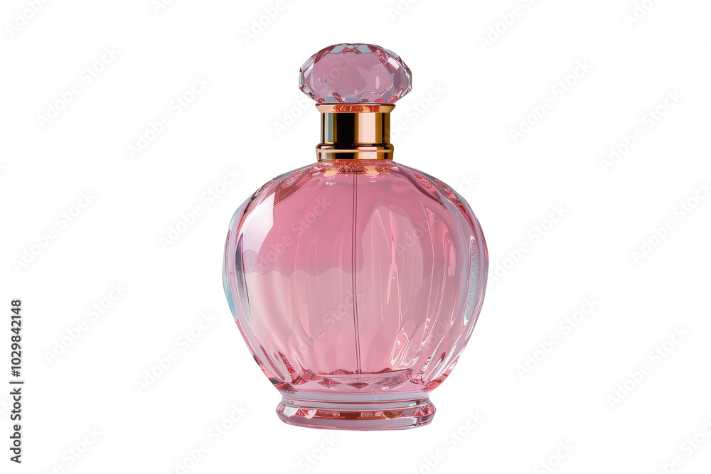Female pink perfume bottle isolated on transparent background, luxury style. Female pink perfume bottle isolated on transparent background, luxury style.