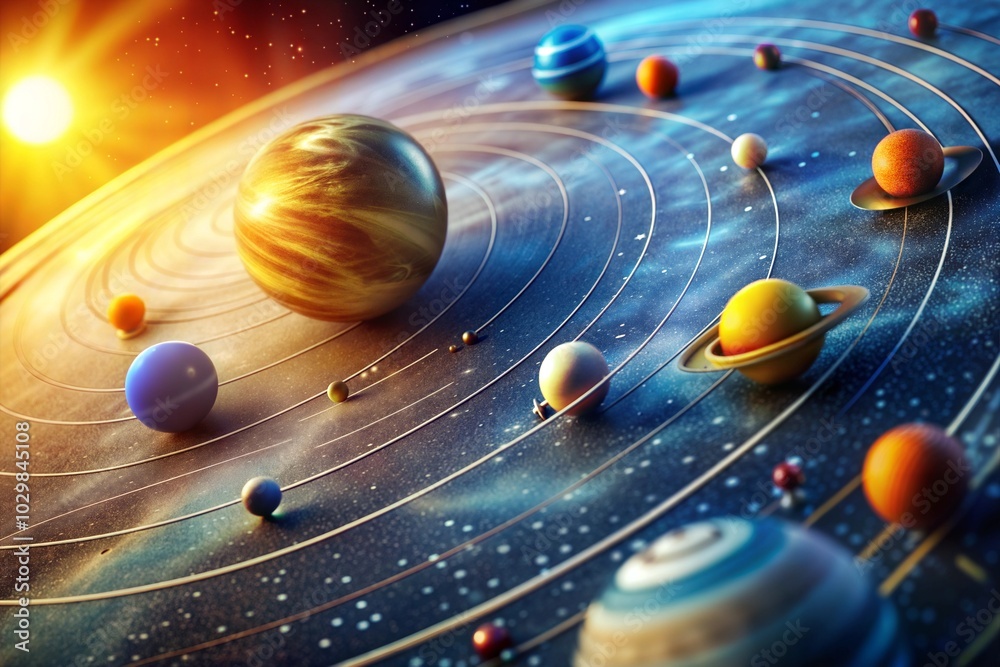 Sample Solar System 3D solar system model showing sun and planets in orbit atlas ...