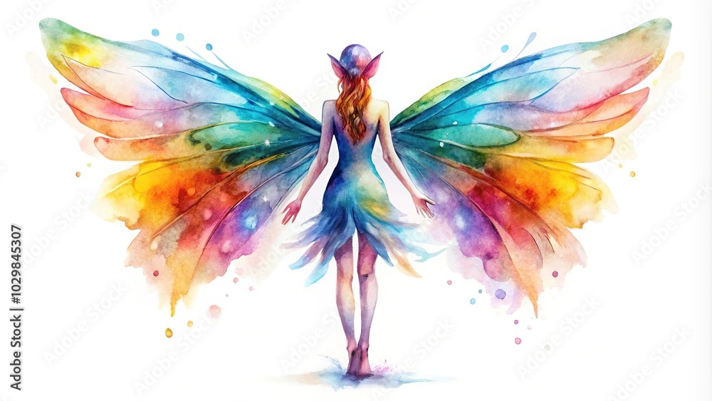 watercolor abstract fairy on white background clipart Macro watercolor abstract fairy on white background clipart Macro