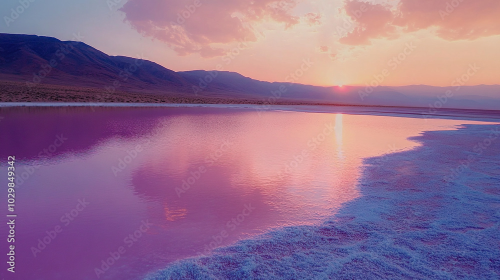 Fototapeta premium Red salt lake mountain scenery