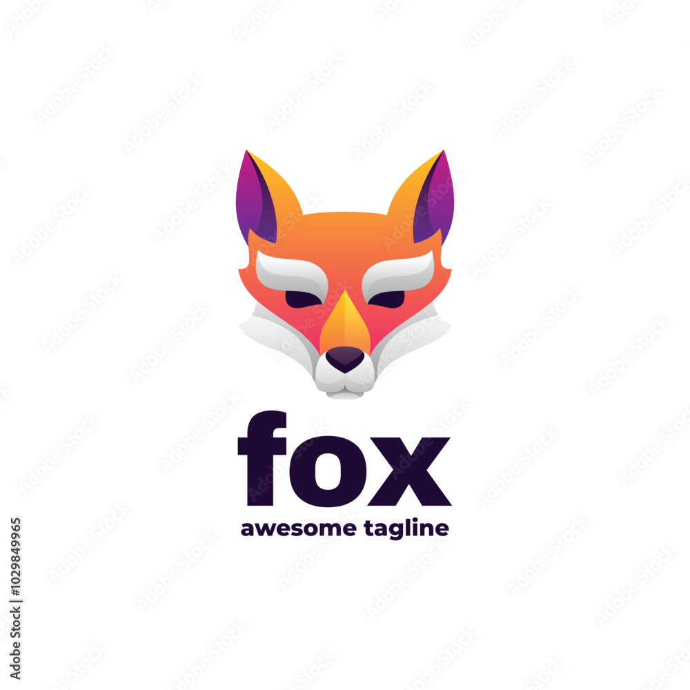 Obraz premium Vector Logo Illustration Fox Gradient Colorful Style