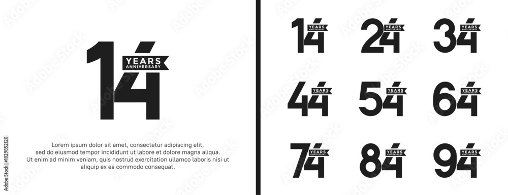 set of anniversary logo flat black color on white background for celebration moment set of anniversary logo flat black color on white background for celebration moment