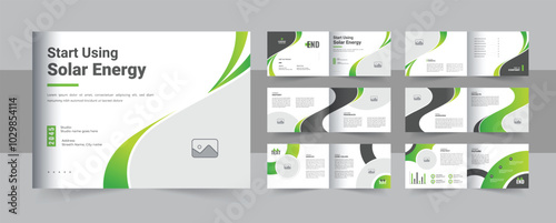 Solar energy landscape brochure layout or company profile landscape brochure design template