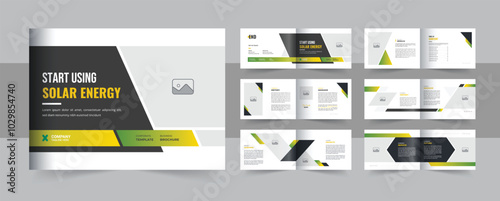 Modern landscape solor energy brochure layout, Green energy or solar power brochure vector design layout