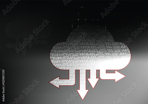 Futuristic white cloud with digital transformation abstract new technology background. Artificial intelligence and big data concept. Cloud storage. A digital service