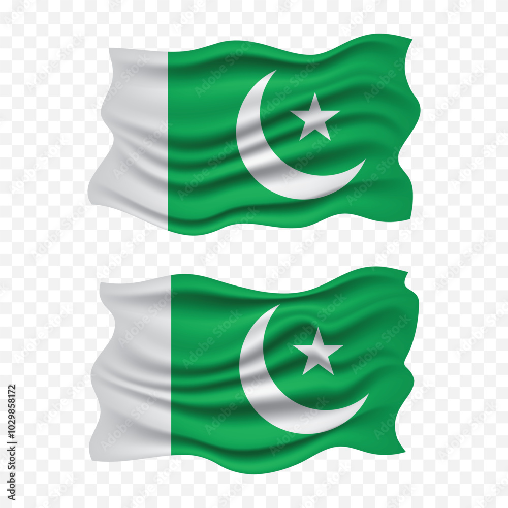 Pakistan independence day with Pakistani national flag set waving illustration png element with pole emoji and clipart Pakistan independence day with Pakistani national flag set waving illustration png element with pole emoji and clipart