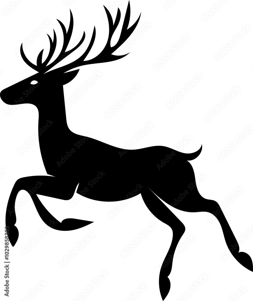 Fototapeta premium Reindeer silhouette black and white