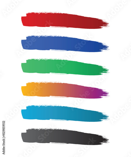 set of social media lower third colorful grunge paint brush stroke line, ink splatter on white background. Watercolor texture, 
 title or text box, frame, grunge background, splash.