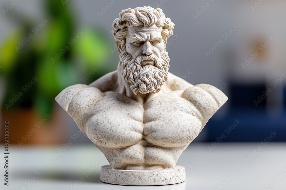 Obraz premium Minimalist design of a Hercules statue with clean lines and neutral tones