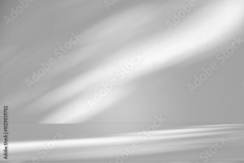 Wall interior background, studio and backdrops show products.with shadow from window color white and grey. background for text insertion and presentation product	