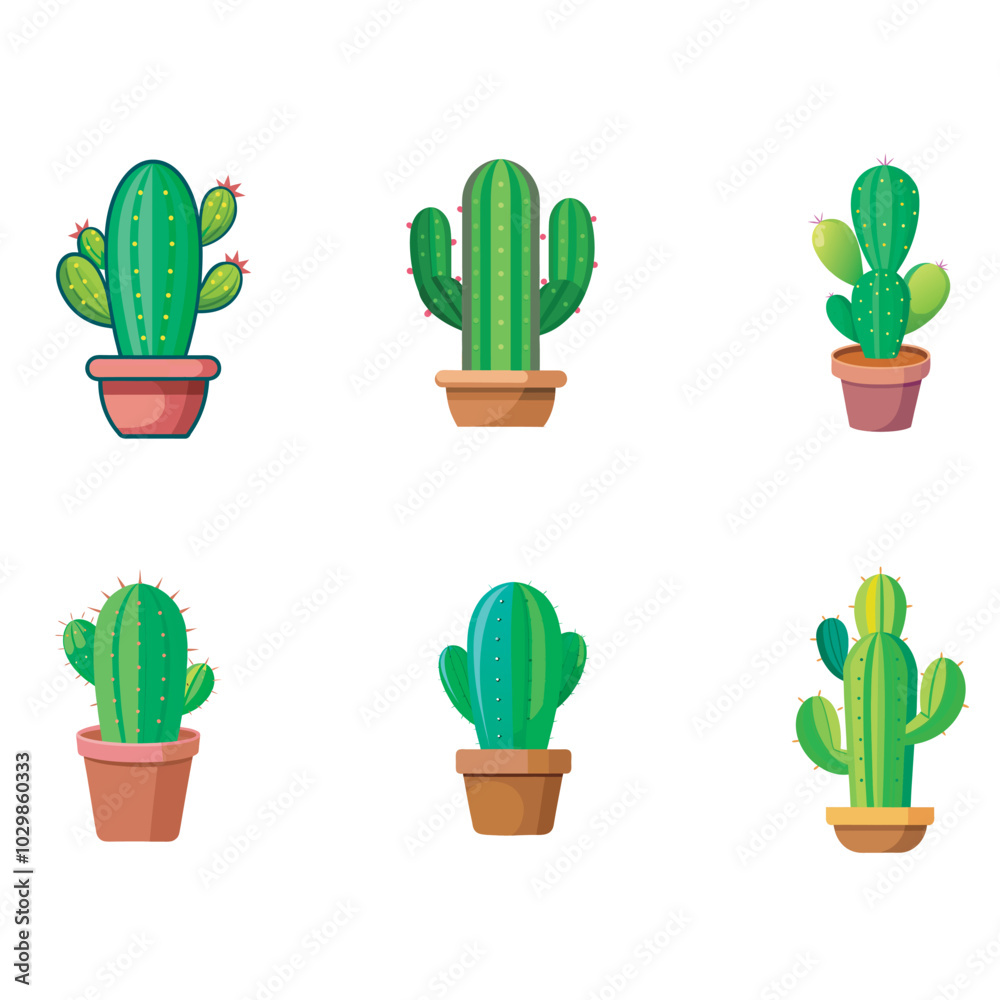 Set of cactus plants Set of cactus plants