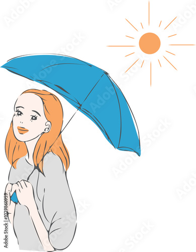 A woman who cares about her beauty and protects herself from UV rays with a parasol
