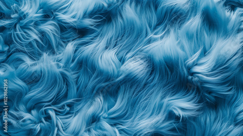 Soft Fluffy Blue Faux Fur Texture Background