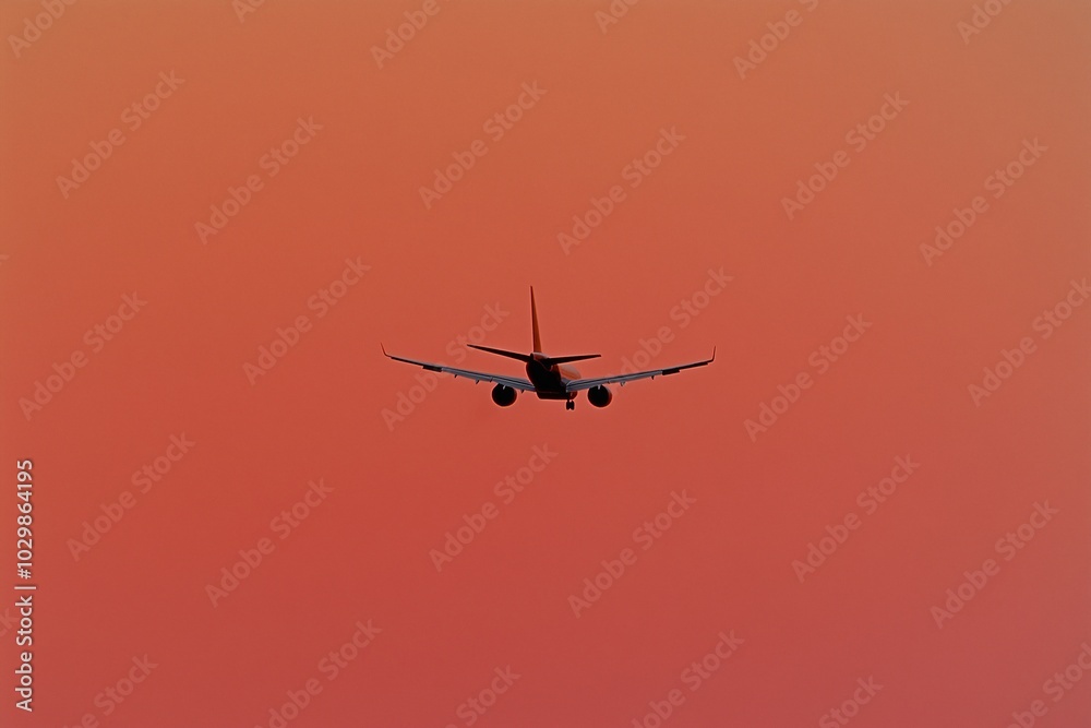 passenger plane flying in the sky at sunset, with orange and purple colors, a simple background, concept of free and open world, travel and passenger transport passenger plane flying in the sky at sunset, with orange and purple colors, a simple background, concept of free and open world, travel and passenger transport