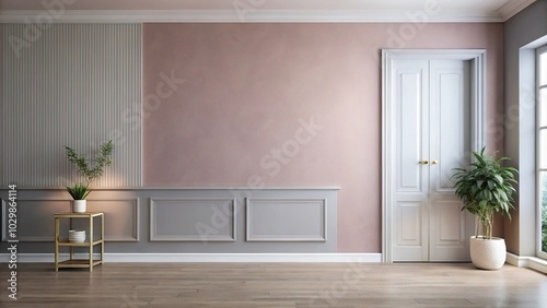 timeless gray walls complemented by a blush pink accent wall Close-Up