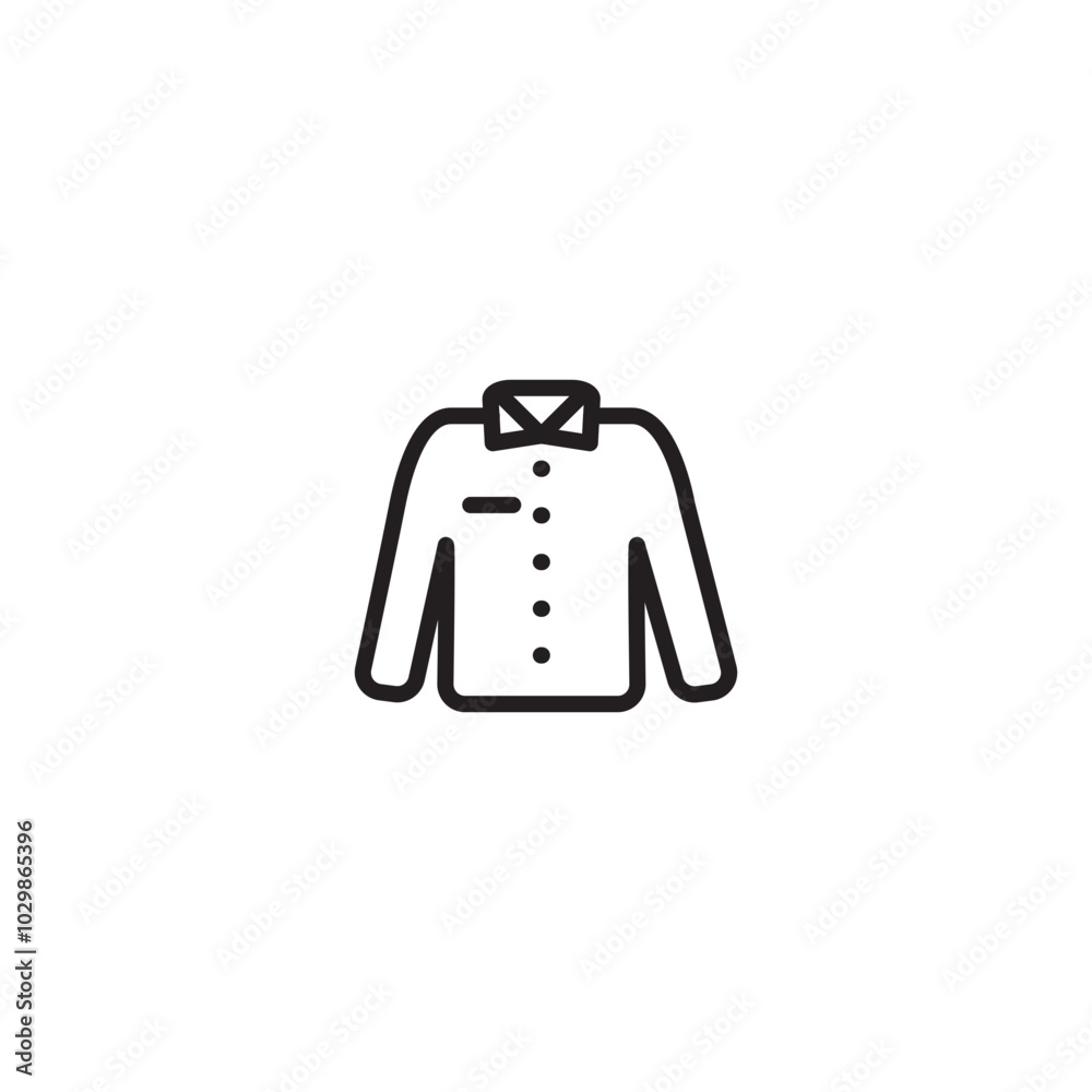 Icon of a shirt. A simple outline illustration of a long-sleeved shirt with a collar and buttons. Editable icon. Icon of a shirt. A simple outline illustration of a long-sleeved shirt with a collar and buttons. Editable icon.