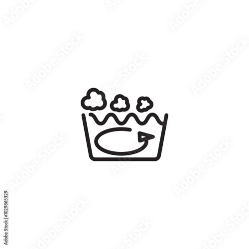 Icon of a washing machine with water and bubbles. This sleek icon symbolizes cleanliness and efficiency, representing the heart of any laundry room. Editable icon.