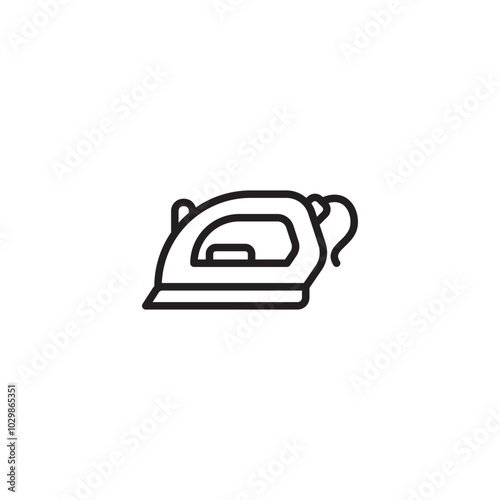 Icon of an iron. A simple outline of an iron, showcasing its handle, soleplate, and steam vents. Editable icon.