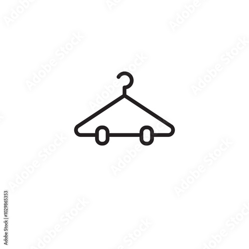 Icon of a clothes hanger. A simple outline of a clothes hanger, showcasing its hook and bar for hanging garments. Editable icon.