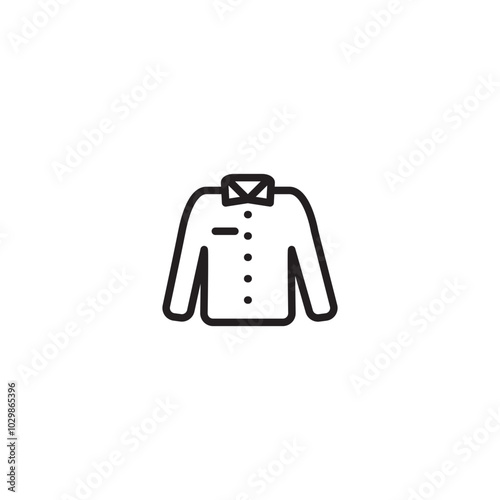 Icon of a shirt. A simple outline illustration of a long-sleeved shirt with a collar and buttons. Editable icon.