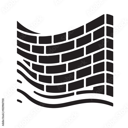 Curved Brick Wall Abstract Design Illustration