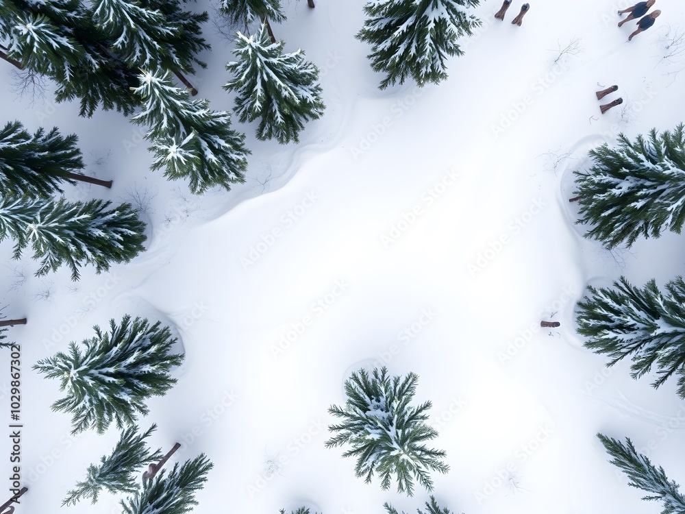 Obraz premium Snowy Forest Scene with Blank Space