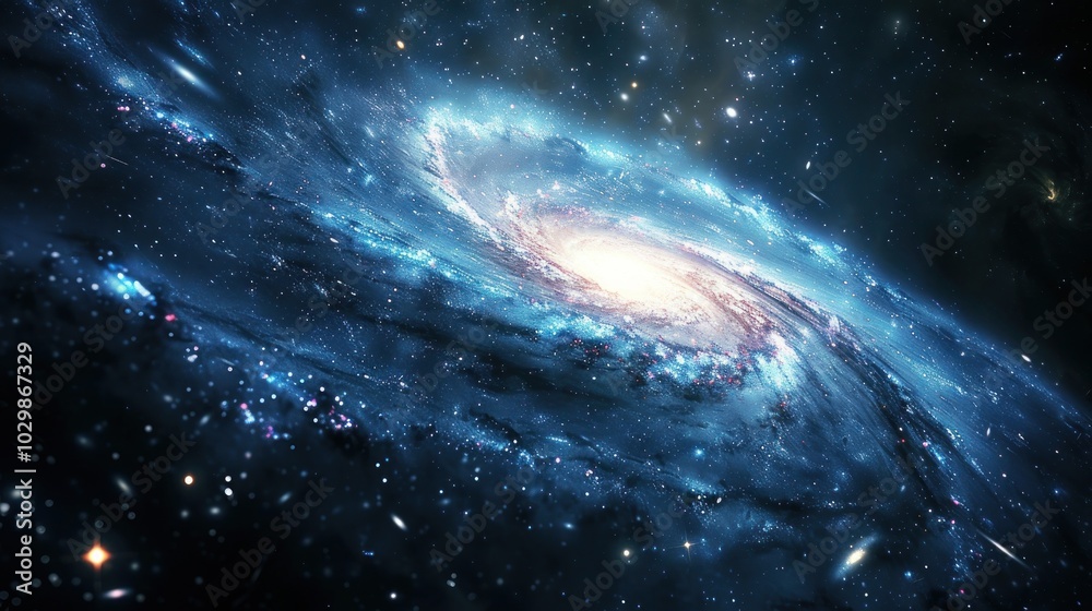 Obraz premium Beautiful spiral galaxy with stars and nebulae in outer space