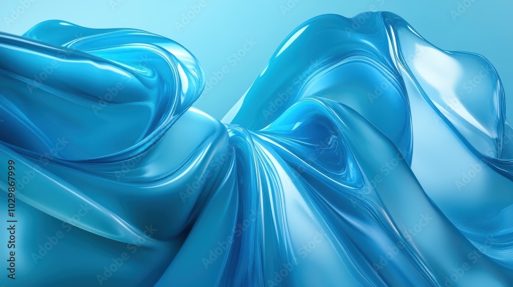 Obraz premium Blue turquoise abstract background with 3D effects giving a dynamic and immersive visual experience suitable for modern designs