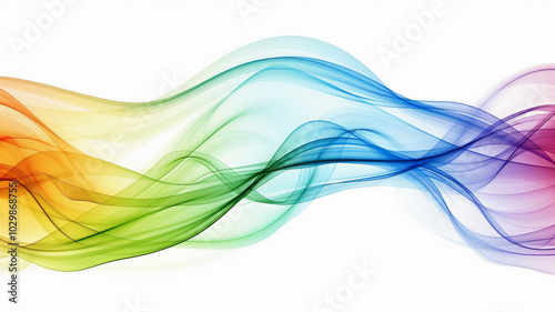 Rainbow colored energy waves across the screen on white wallpaper background