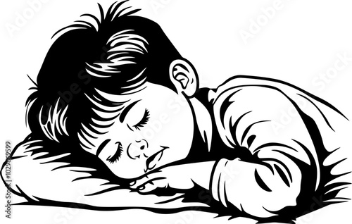 Handdrawn sleeping boy 