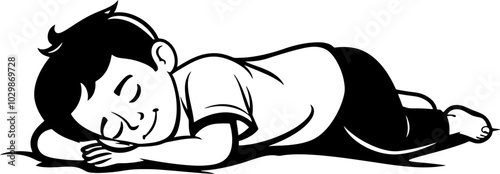 Handdrawn sleeping boy 