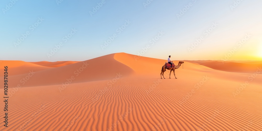 Sunrise Journey A Solitary Ride Through Serene Desert Landscape Sunrise Journey A Solitary Ride Through Serene Desert Landscape