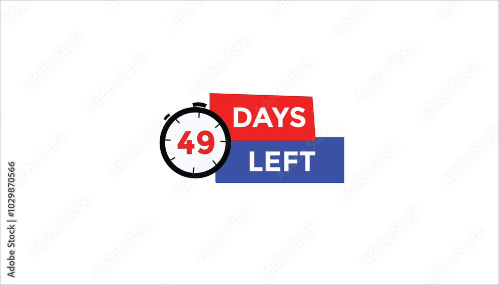 49 days left Countdown number banner templates. time icon. Vector Illustration
49 days left Countdown number banner templates. time icon. Vector Illustration