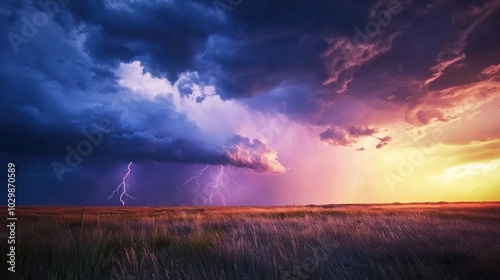 Lightning illuminating the sky during a Texas storm.