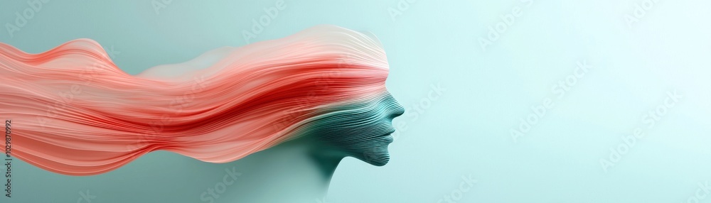 Obraz premium Abstract representation of a woman with flowing hair, evoking thoughts and emotions.