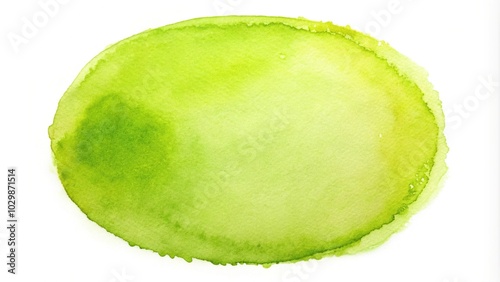 Watercolor painting of green lime circle reflecting on water surface