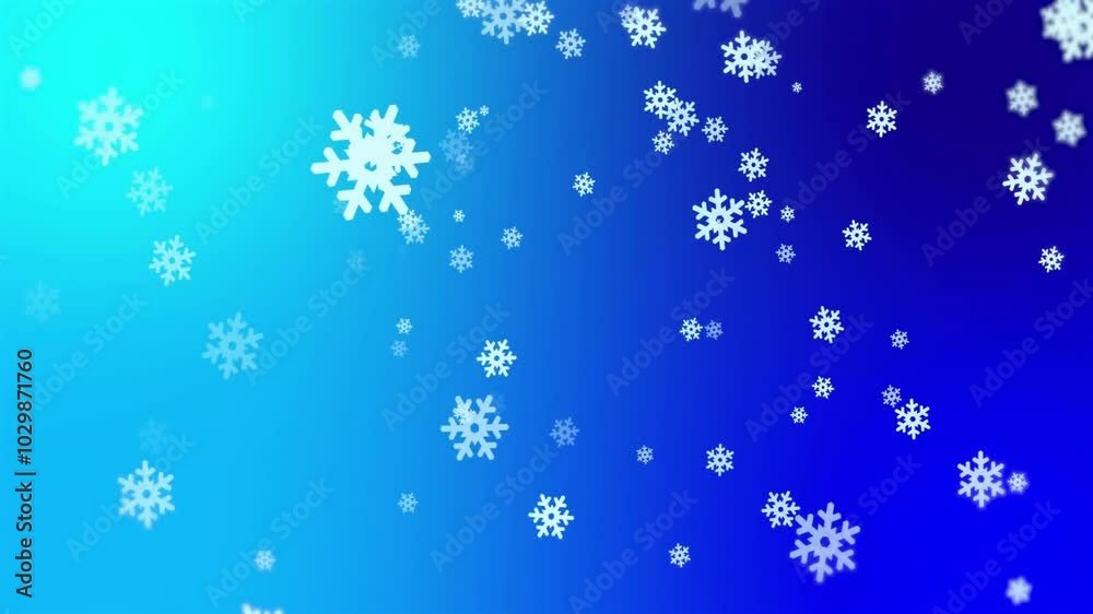 Falling snowflakes animation on gradient blue background Falling snowflakes animation on gradient blue background