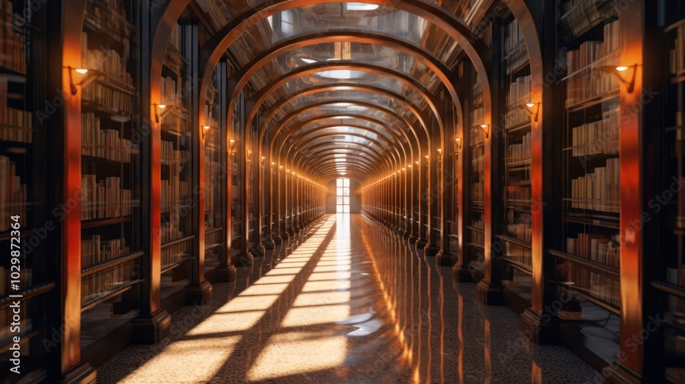 Illuminated Library Corridor Illuminated Library Corridor