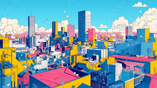 70年代、80年代のシティポップを意識したグラフィックアート,レトロポップ,懐かしい,エモい,J-pop,エモーショナル,チル,背景素材