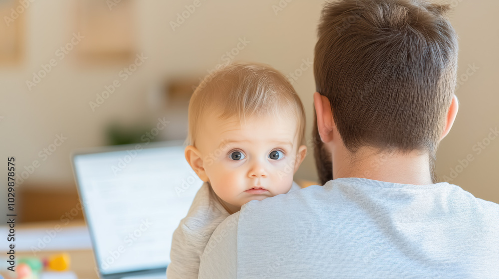 A professional on a Zoom call, trying to maintain focus while their toddler A professional on a Zoom call, trying to maintain focus while their toddler