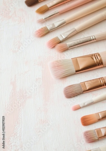 Assorted Paintbrushes on Light Wooden Surface in Art Classroom Creative Tools for Educational Settings