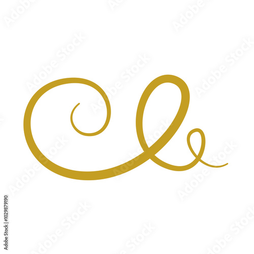 Golden doodle abstract line. Hand drawn curly swishes, swashes and swoops. Vector illustration