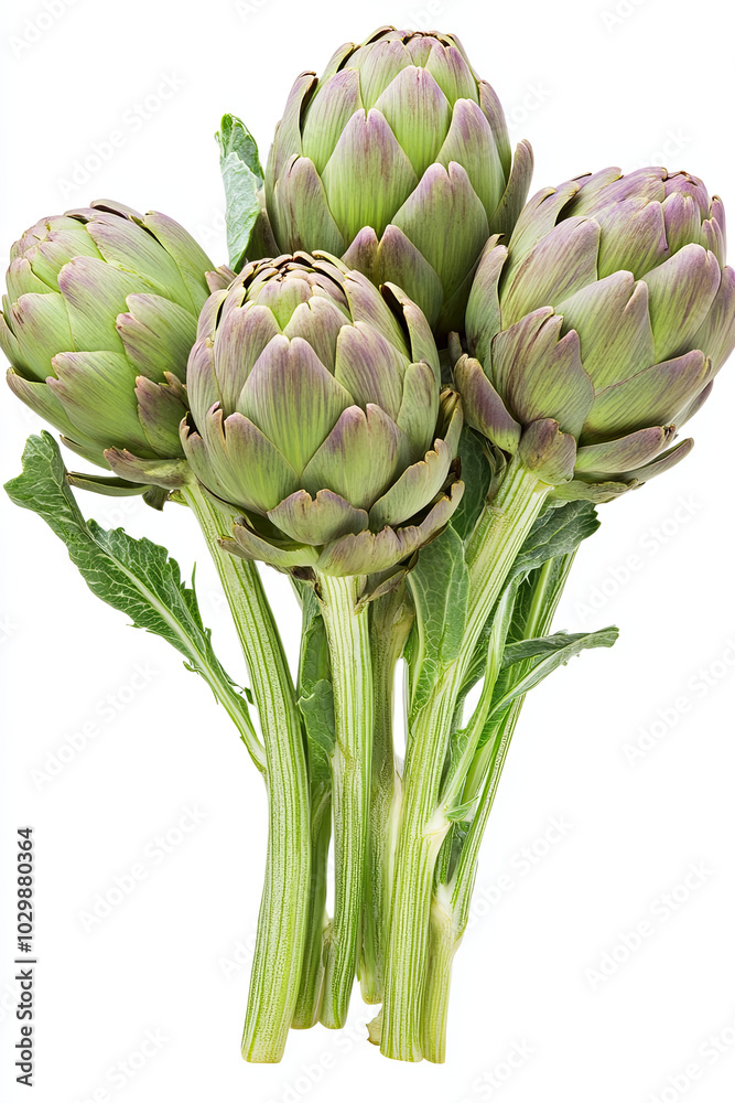 Fototapeta premium Ripe artichokes isolated on white background