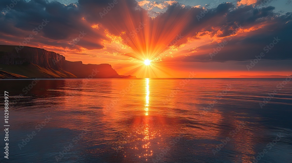 Golden sunset reflecting on the sea from a beautiful landscape. Golden sunset reflecting on the sea from a beautiful landscape.