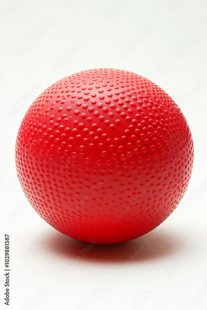 Red dodgeball with a rubbery surface on a white background Red dodgeball with a rubbery surface on a white background