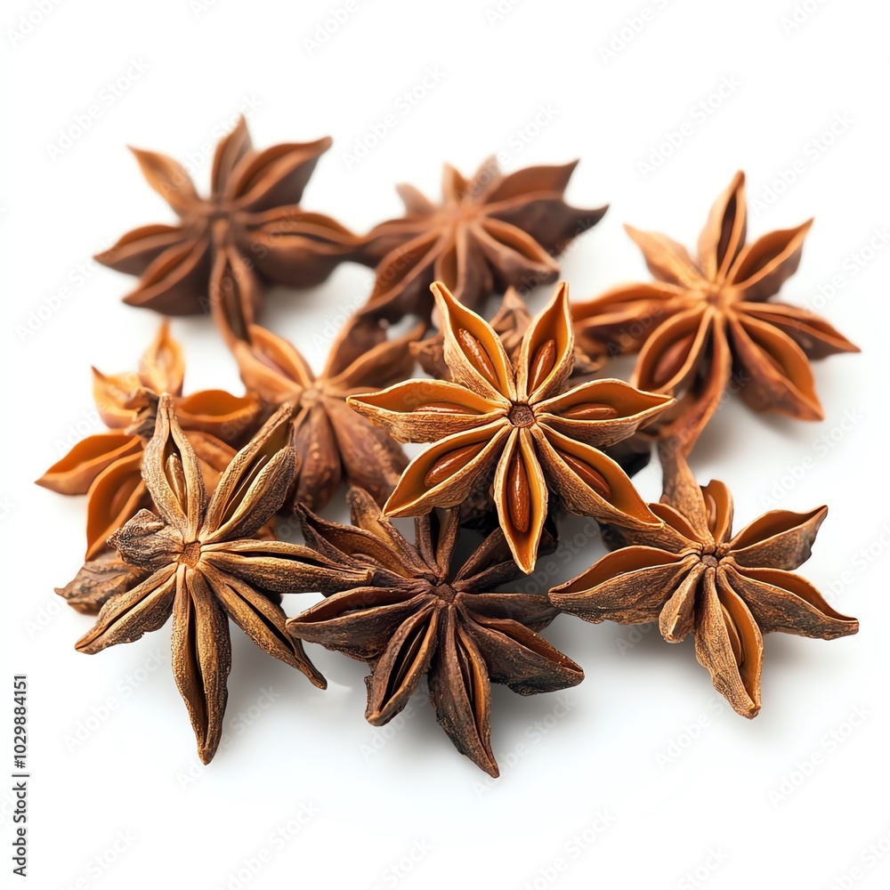 Star anise aids digestion on white background. Star anise aids digestion on white background.