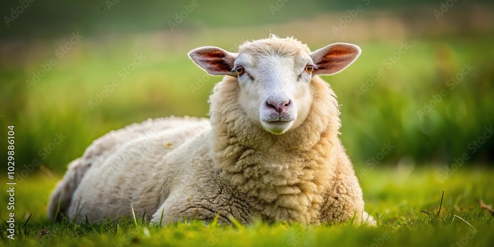 Sheep resting in the pasture at the farm macro Sheep resting in the pasture at the farm macro